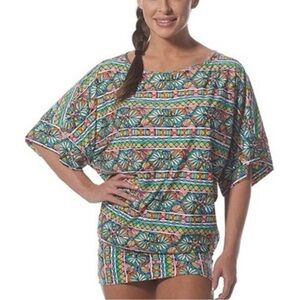 Trina Turk Colorful Geometric Patterned Swim Cover Dress. Size small